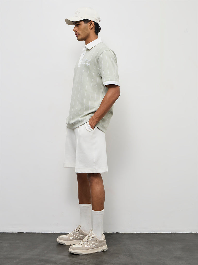 Nuoflexx Sage Striped Relaxed-Fit Cotton-Blend Polo T-Shirt