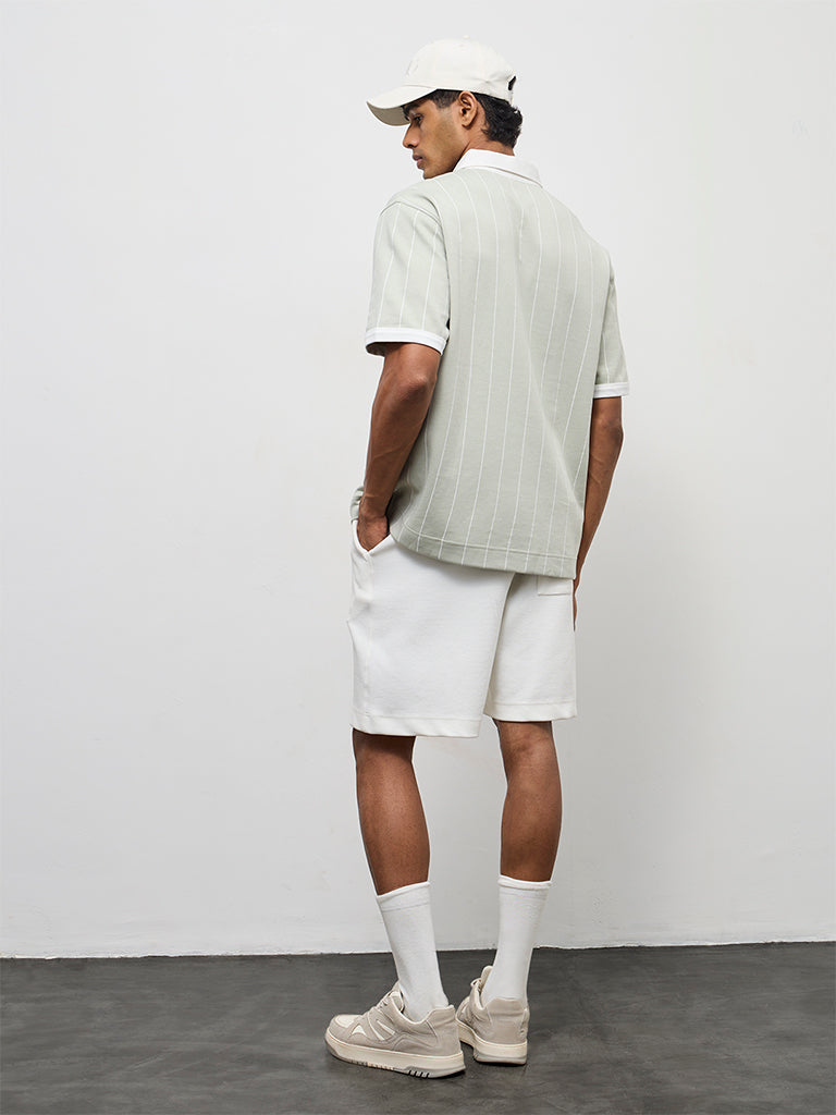 Nuoflexx Sage Striped Relaxed-Fit Cotton-Blend Polo T-Shirt