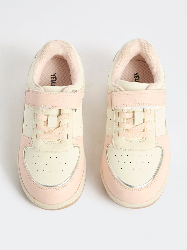 Yellow Pink Colour-Blocked Sneakers