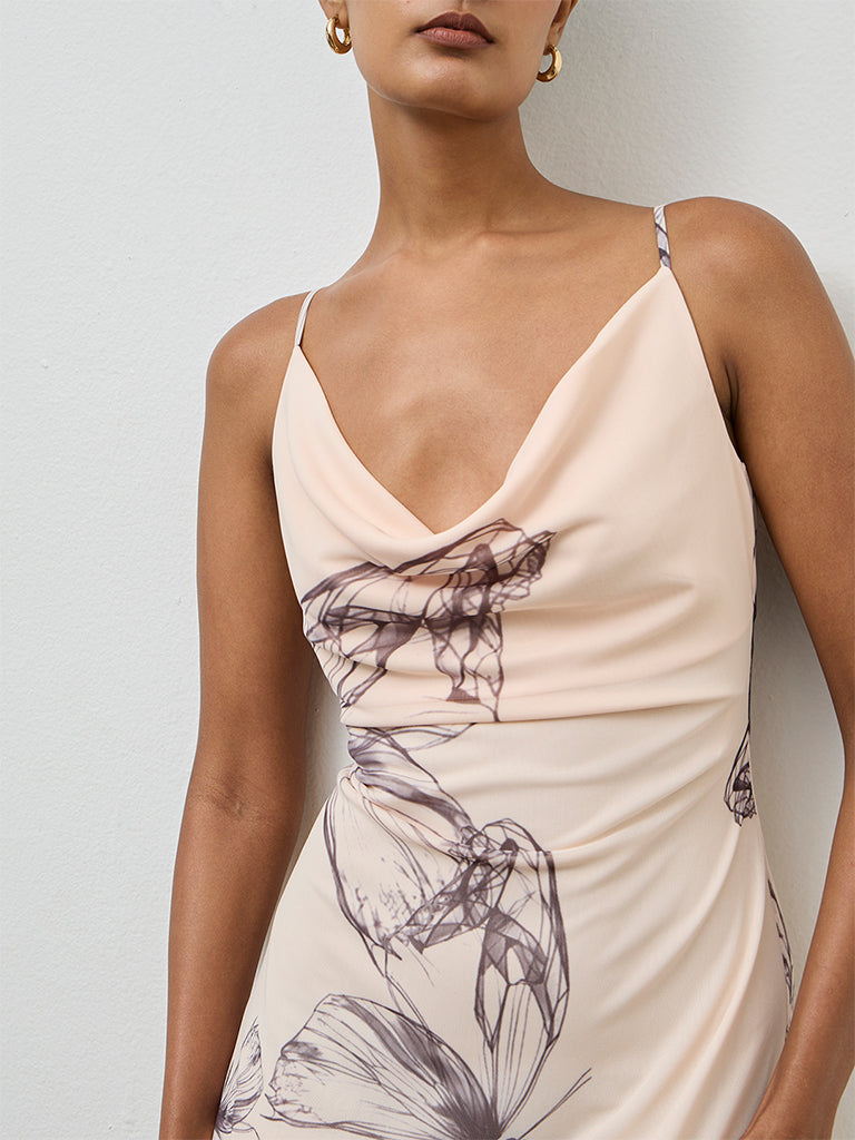 Wardrobe Peach Butterfly Design A-Line Dress