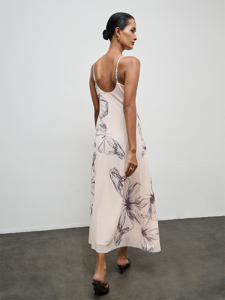 Wardrobe Peach Butterfly Design A-Line Dress