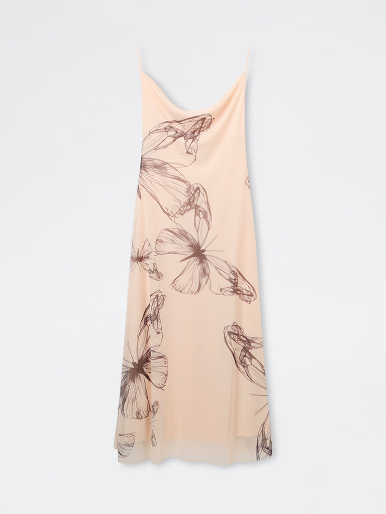 Wardrobe Peach Butterfly Design A-Line Dress