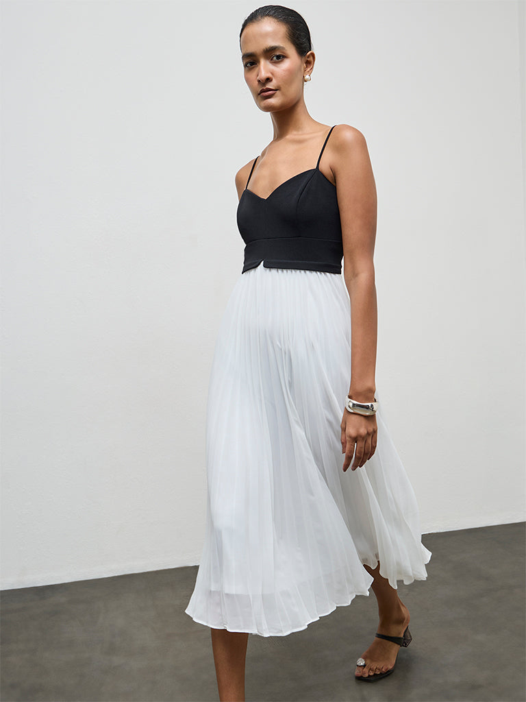 Wardrobe Ivory Accordion Pleated A-Line Dress