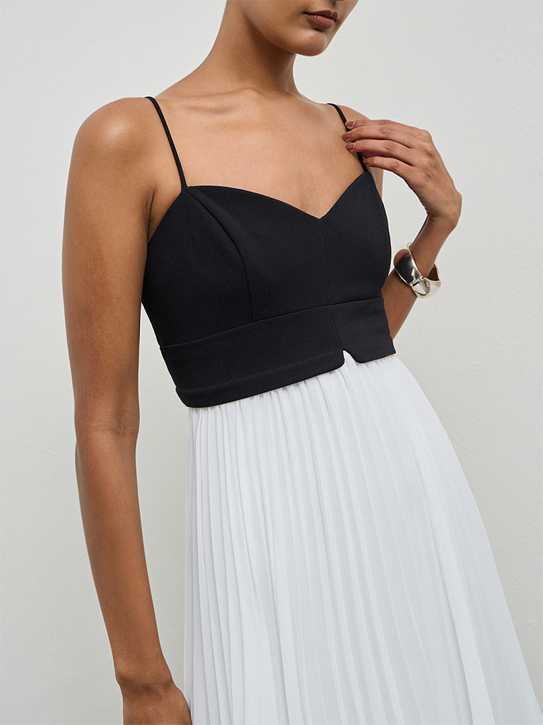 Wardrobe Ivory Accordion Pleated A-Line Dress