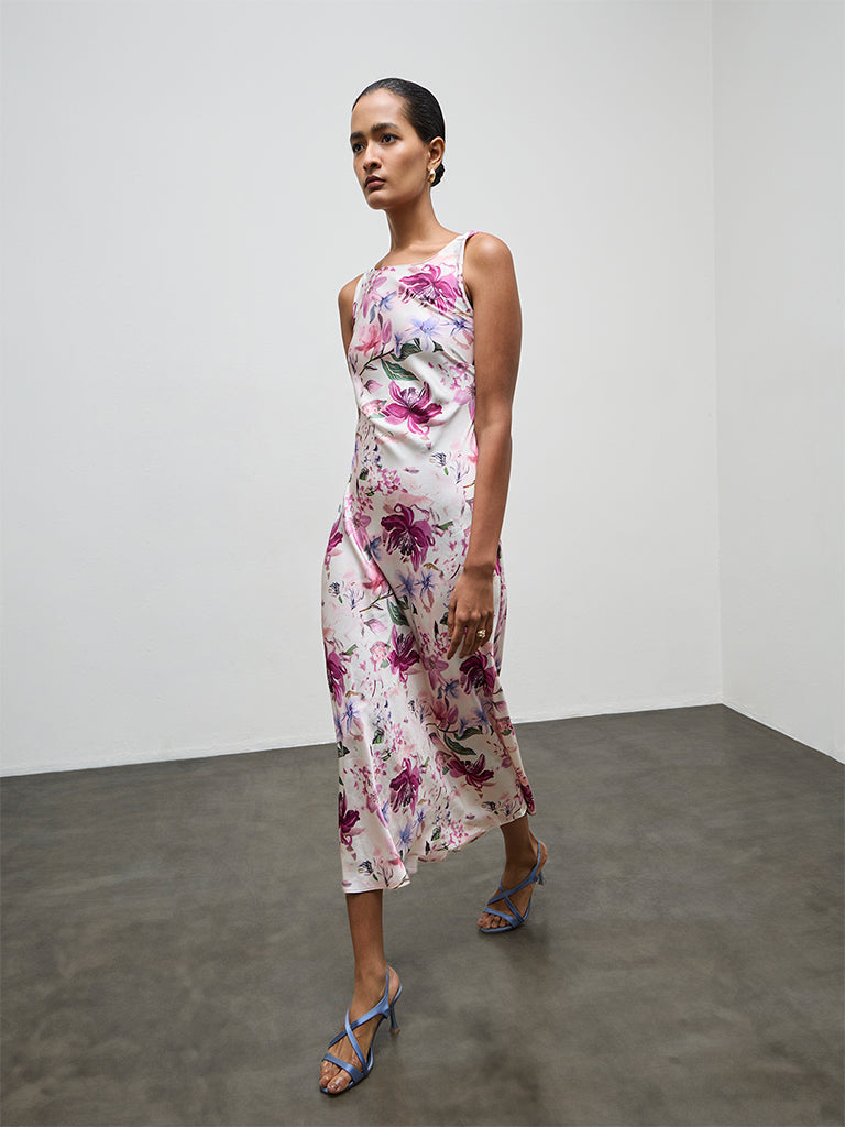 Wardrobe Pink Floral Design A-Line Dress