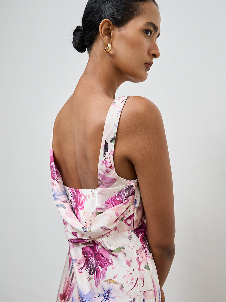 Wardrobe Pink Floral Design A-Line Dress