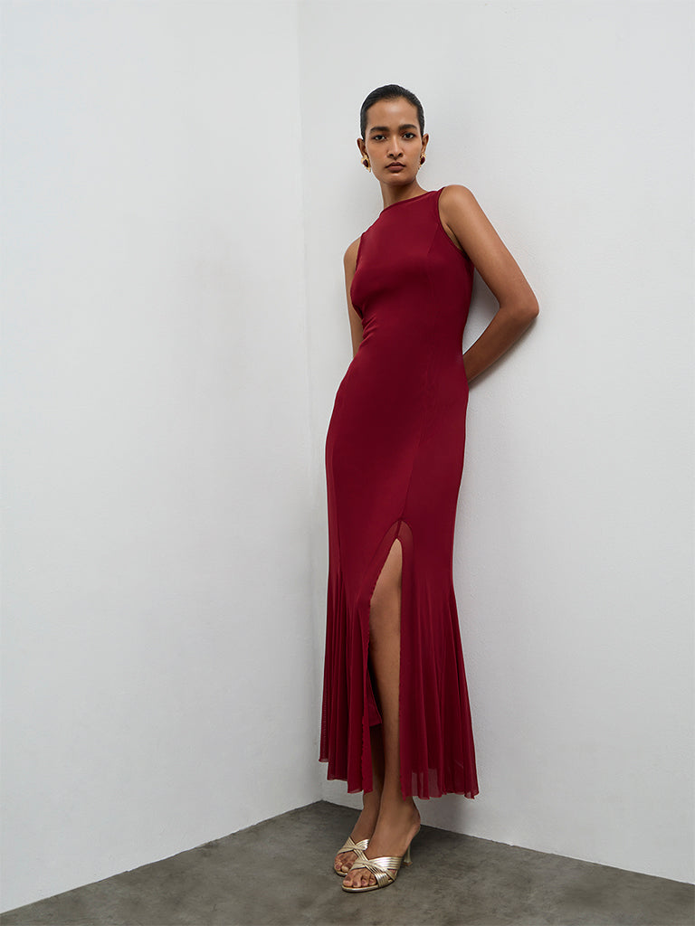 Wardrobe Maroon A-Line Dress