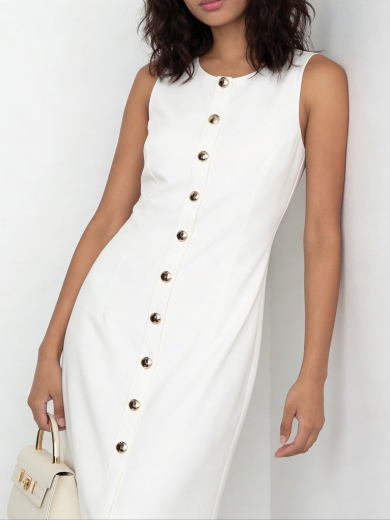 Wardrobe Ivory Solid Straight Dress