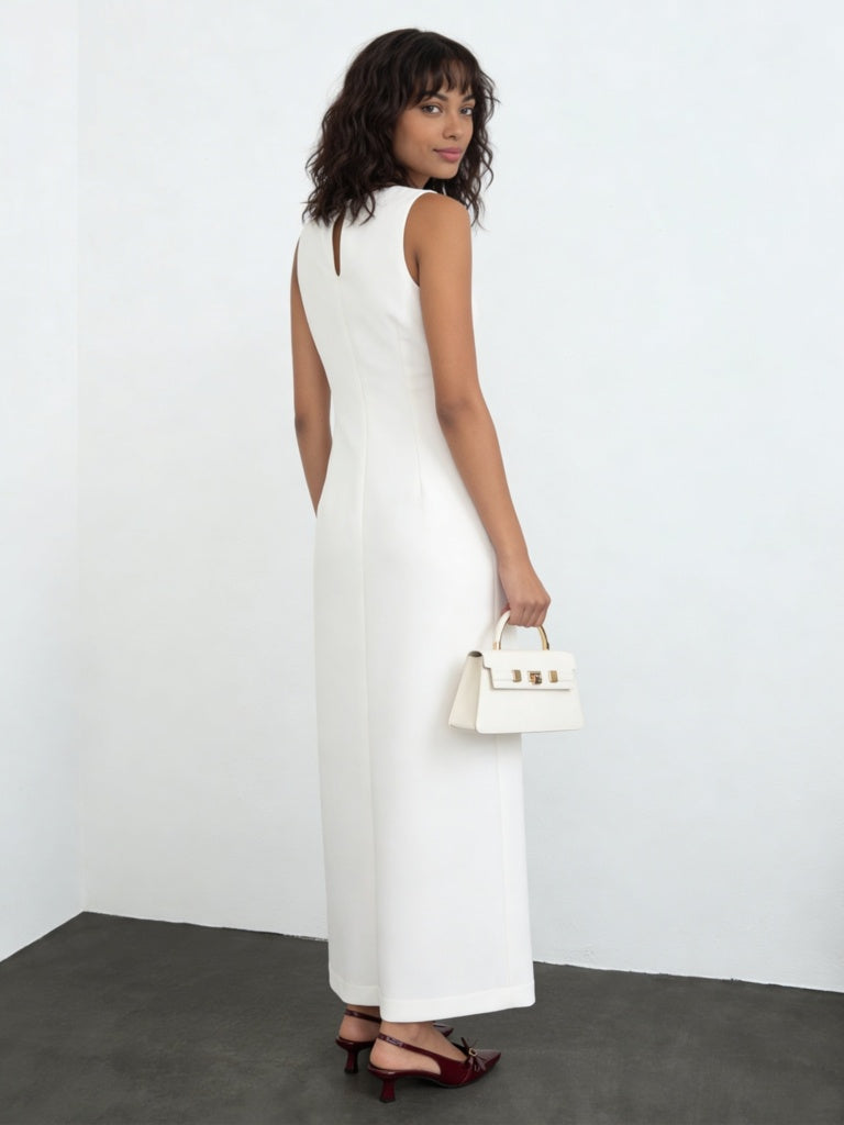 Wardrobe Ivory Solid Straight Dress