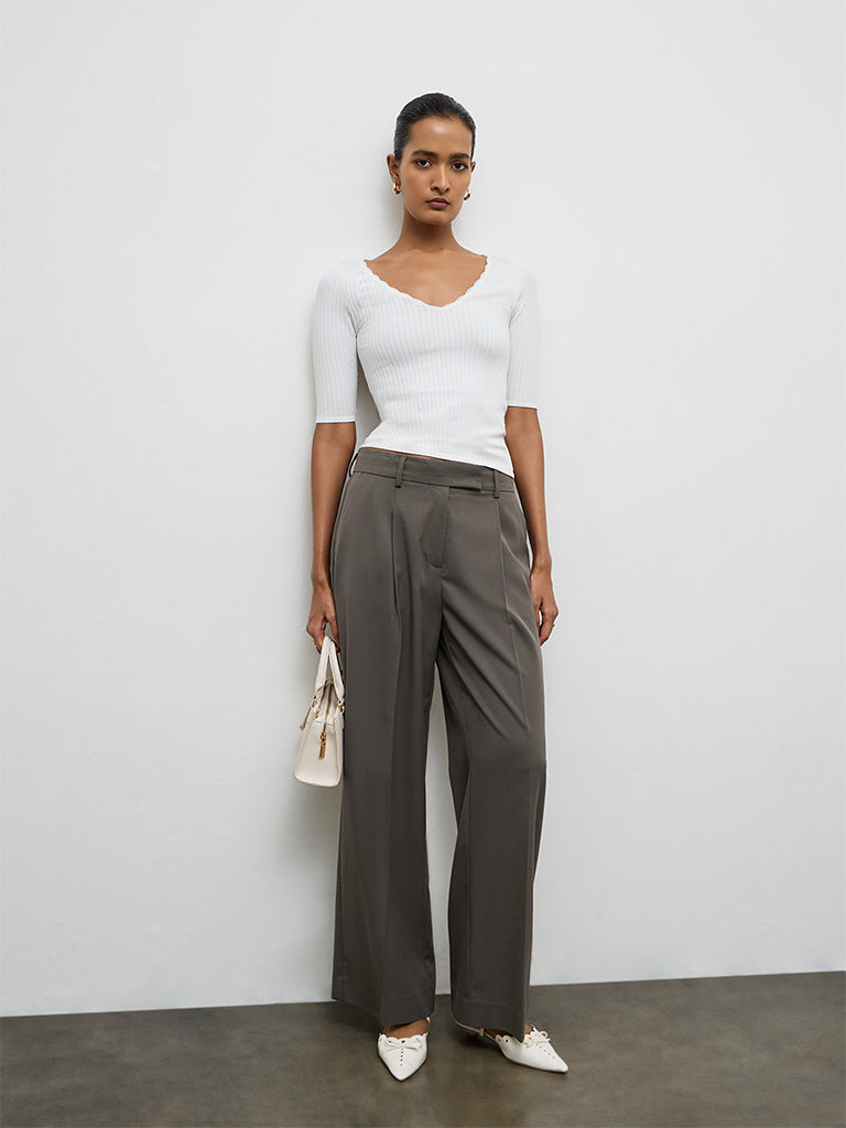 Wardrobe Ivory Ribbed Top