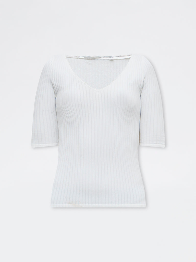 Wardrobe Ivory Ribbed Top