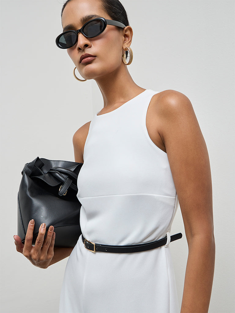 Wardrobe Ivory Jumpsuit with Belt and Corsage Set