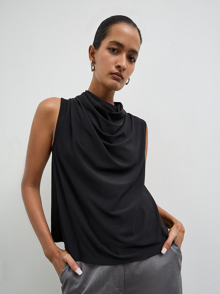 Wardrobe Black Cowl-Neck Top