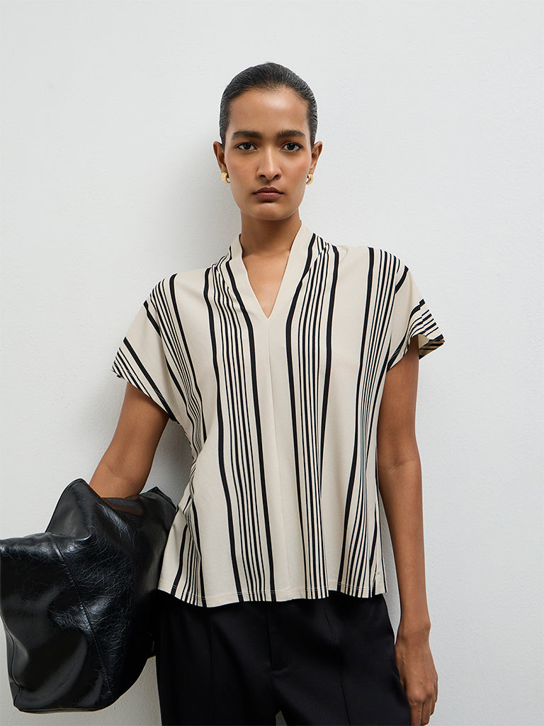 Wardrobe Off-White Striped Blouse