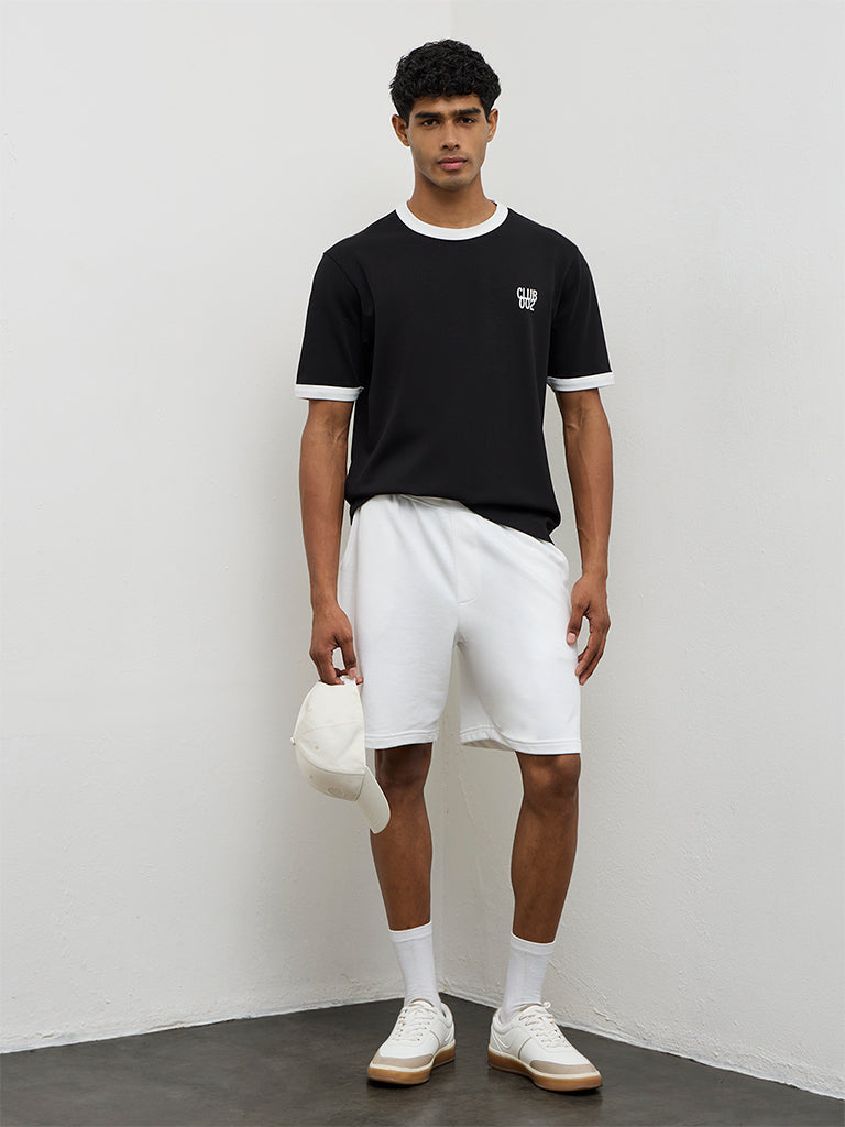 Nuoflexx Black Text-Printed Relaxed-Fit Cotton-Blend T-Shirt