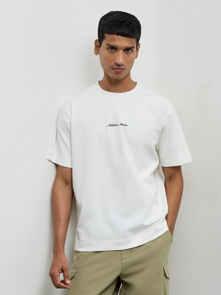 Nuoflexx Off-White Relaxed-Fit Cotton-Blend T-Shirt