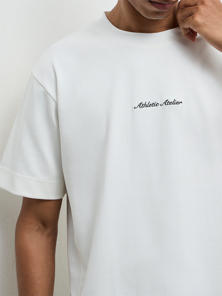 Nuoflexx Off-White Relaxed-Fit Cotton-Blend T-Shirt