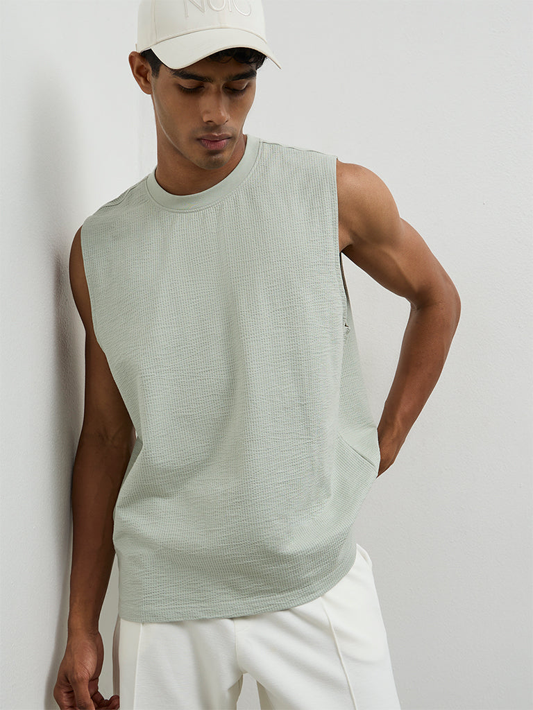 Nuoflexx Mint Textured Relaxed-Fit Cotton-Blend T-Shirt