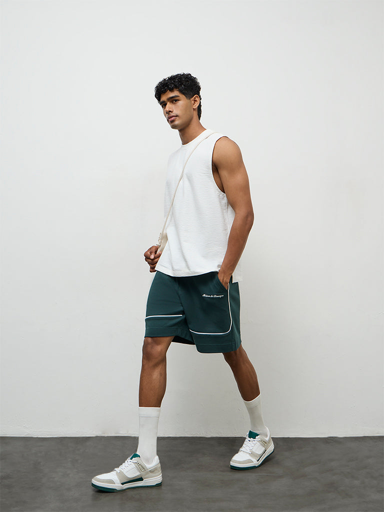 Nuoflexx Off-White Textured Relaxed-Fit Cotton-Blend T-Shirt