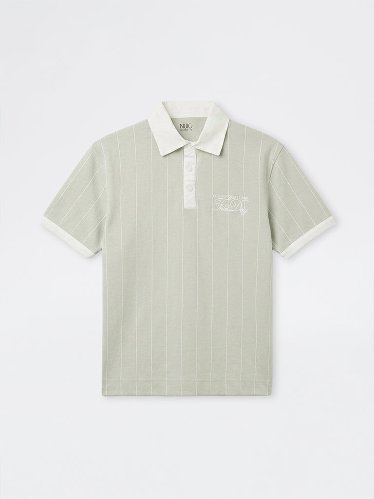 Nuoflexx Sage Striped Relaxed-Fit Cotton-Blend Polo T-Shirt