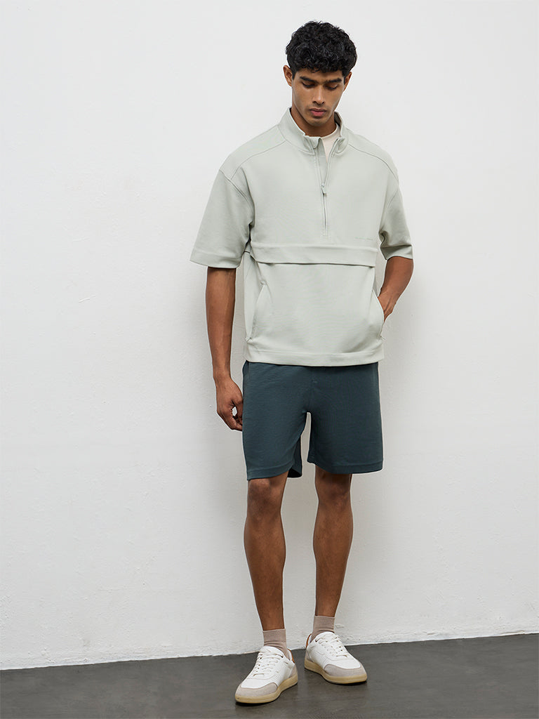 Nuoflexx Mint Relaxed-Fit Cotton-Blend Quarter-Zip Sweatshirt