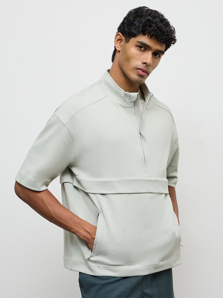 Nuoflexx Mint Relaxed-Fit Cotton-Blend Quarter-Zip Sweatshirt