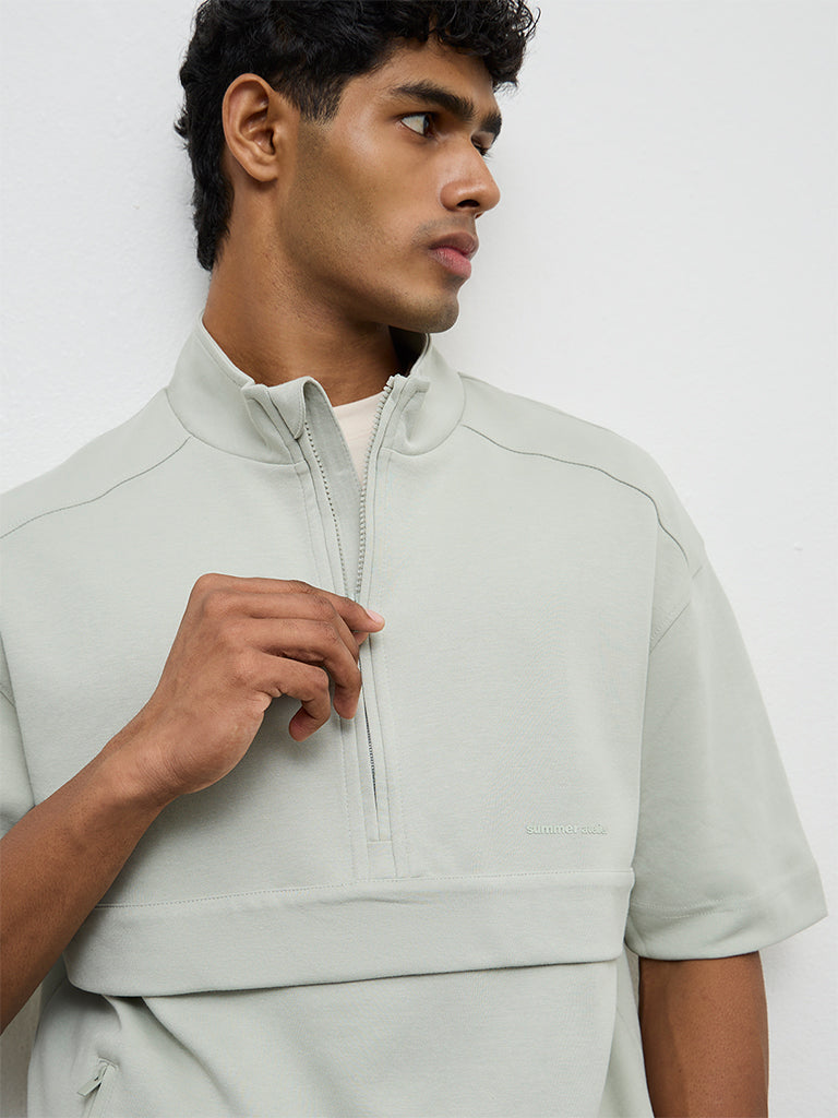 Nuoflexx Mint Relaxed-Fit Cotton-Blend Quarter-Zip Sweatshirt