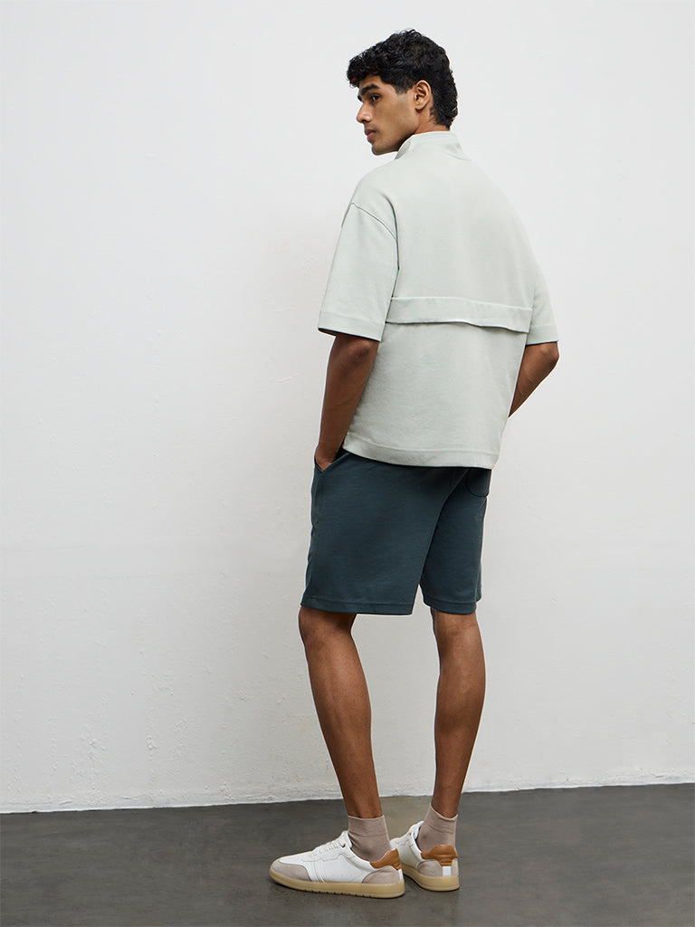 Nuoflexx Mint Relaxed-Fit Cotton-Blend Quarter-Zip Sweatshirt