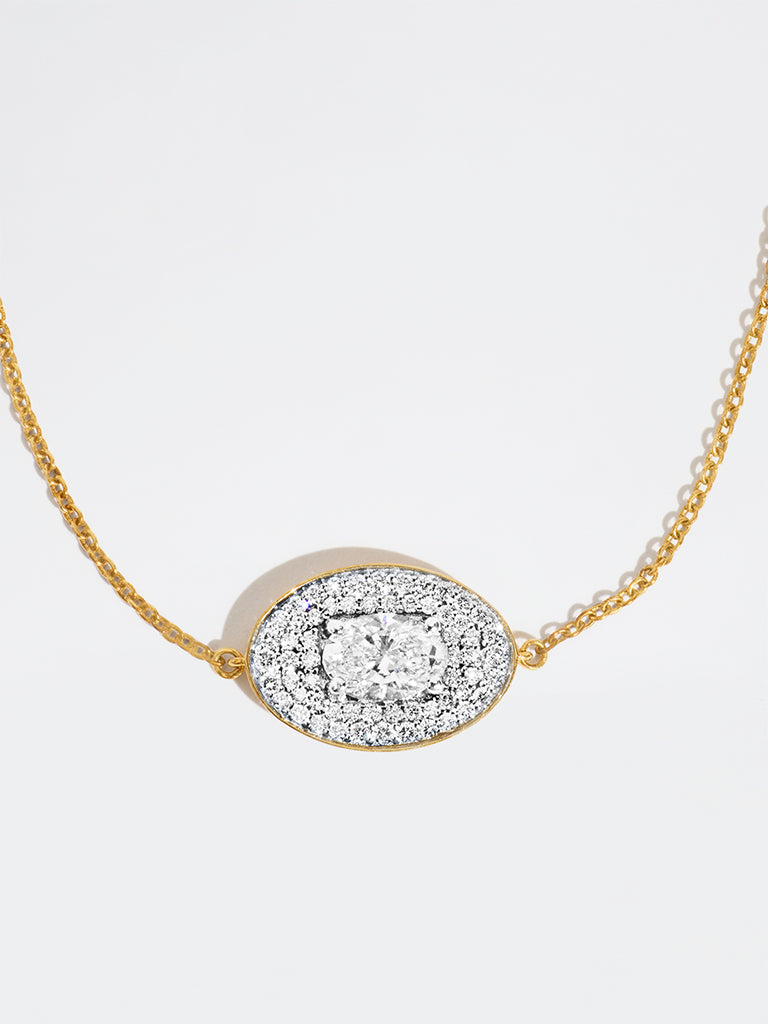 Oval Pave Solitaire Lab Diamond Bracelet