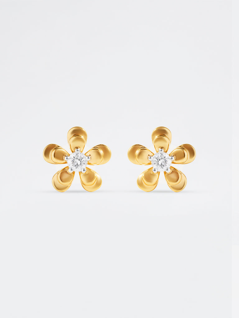 Yellow Lab Diamond Flower Earrings