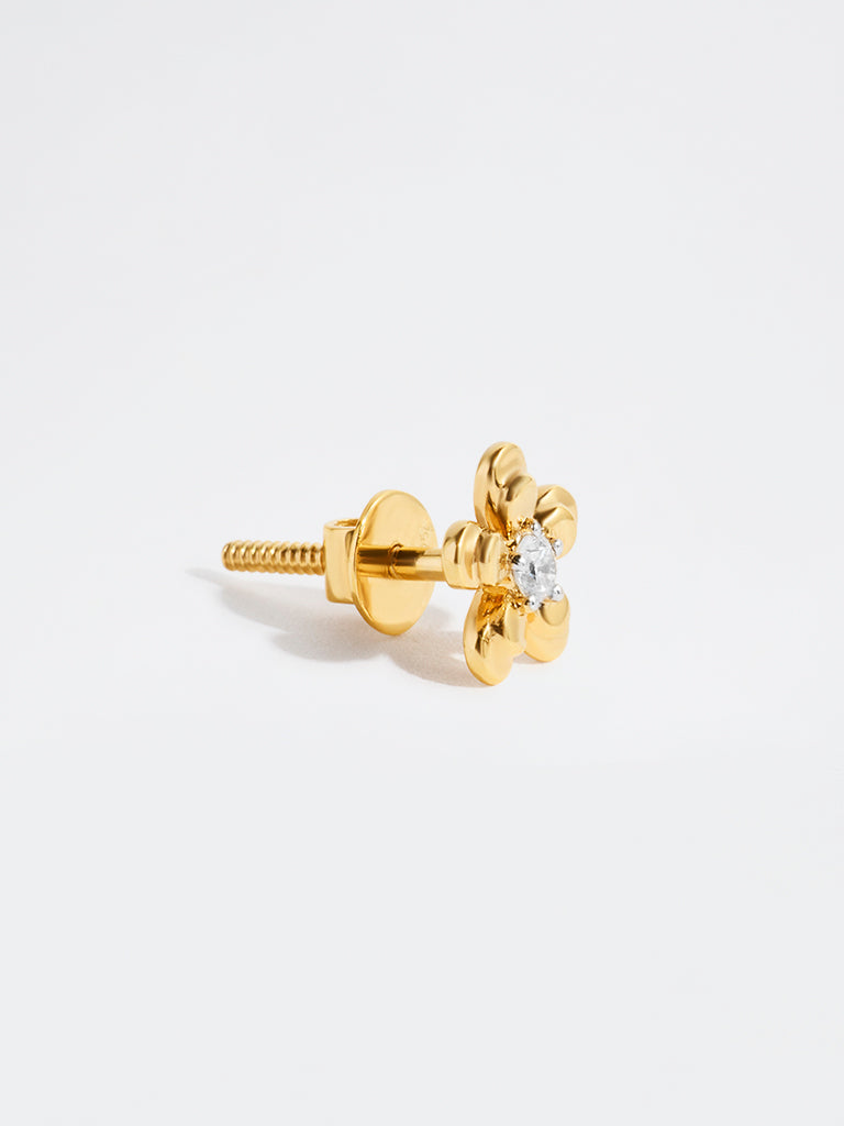 Yellow Lab Diamond Flower Earrings