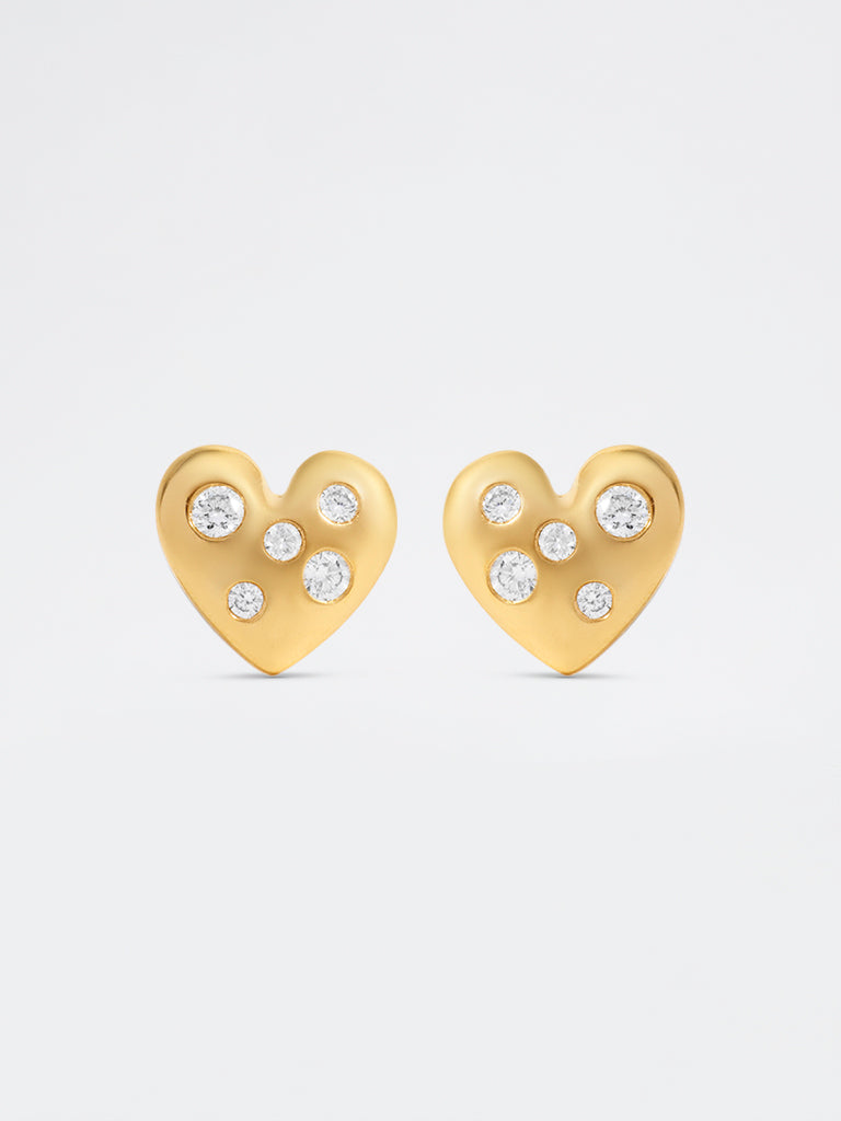 Yellow Lab Diamond Heart Earrings
