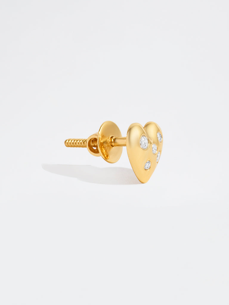 Yellow Lab Diamond Heart Earrings