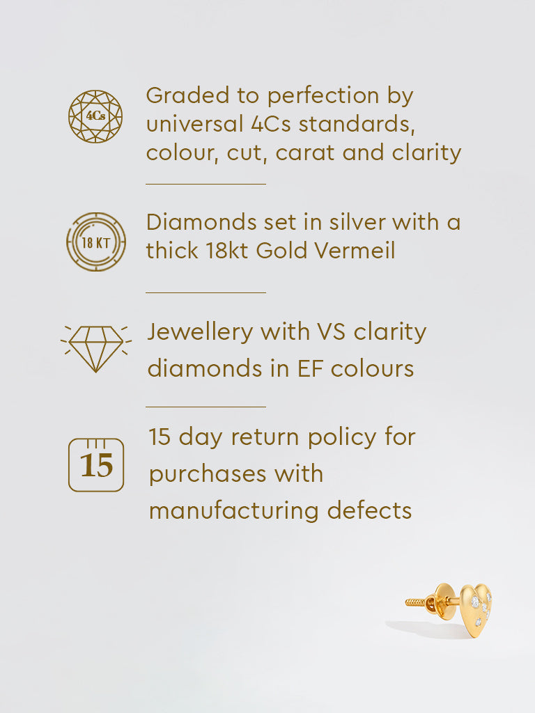 Yellow Lab Diamond Heart Earrings