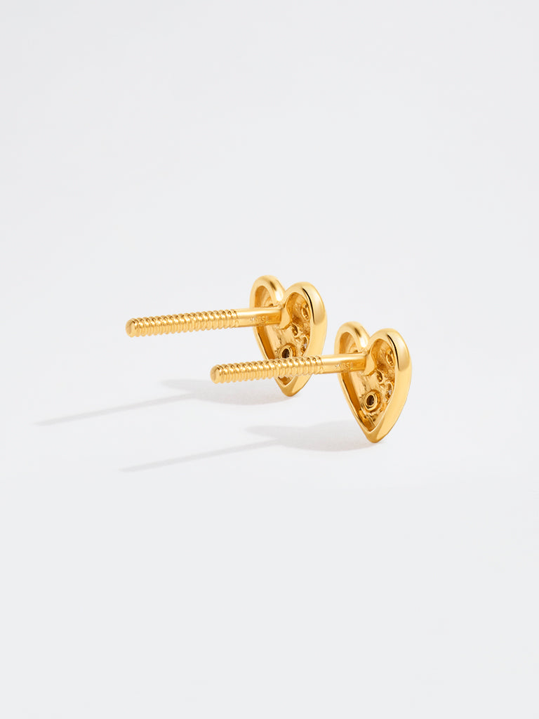 Yellow Lab Diamond Heart Earrings