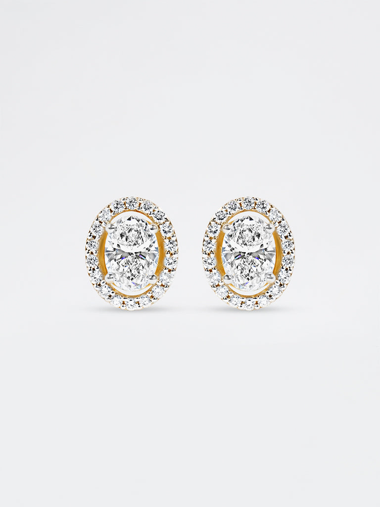 Oval Halo Lab Diamond Stud Earrings
