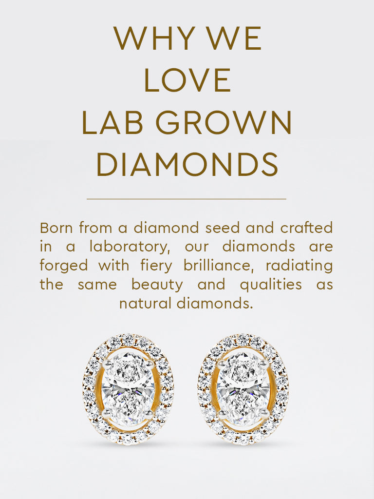 Oval Halo Lab Diamond Stud Earrings