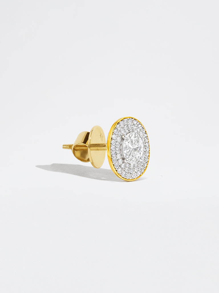 Oval Double Halo Lab Diamond Stud Earrings