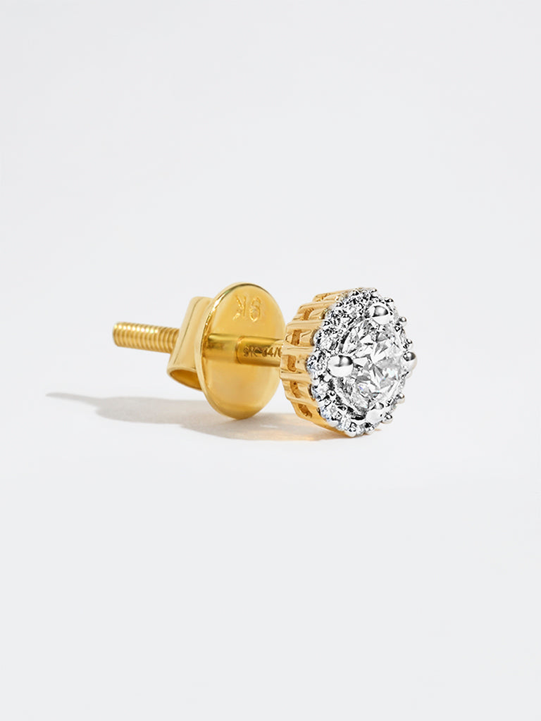 Round Halo Lab Diamond Stud Earrings