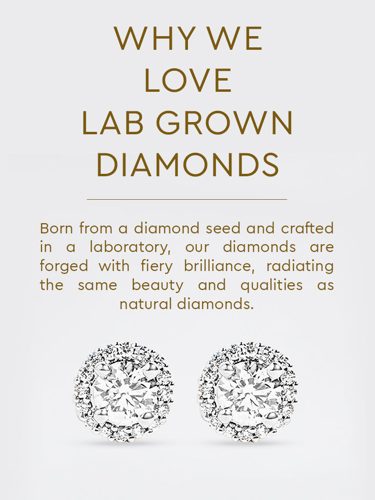 Round Halo Lab Diamond Stud Earrings