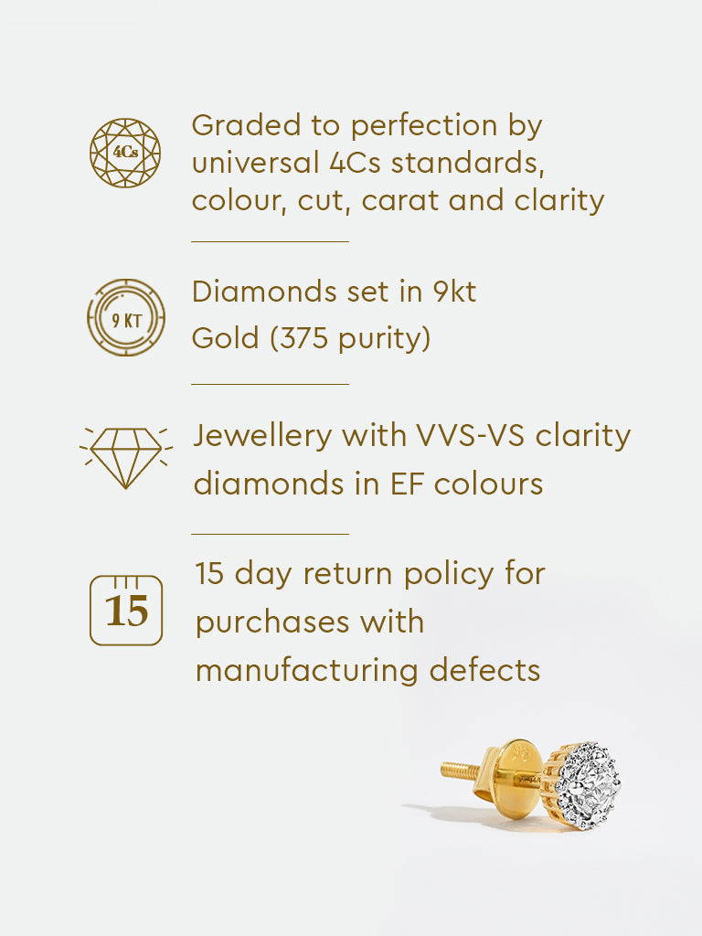 Round Halo Lab Diamond Stud Earrings