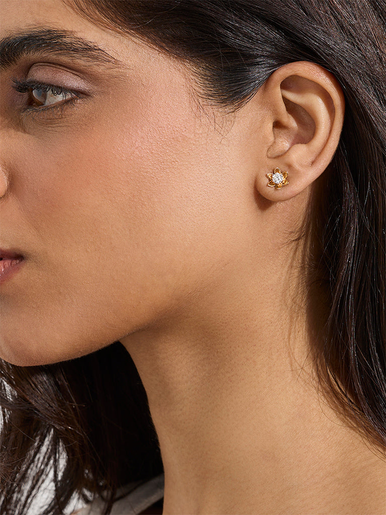 Floral Lab Diamond Stud Earrings