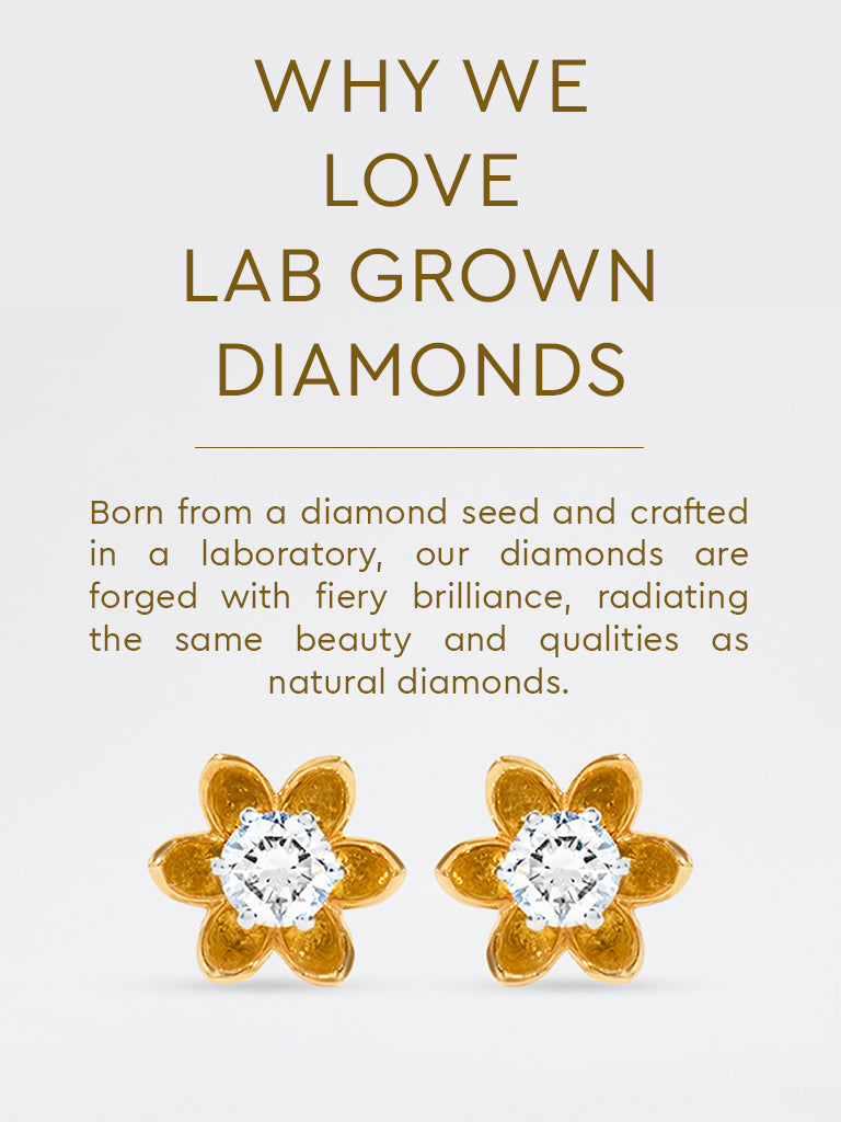Floral Lab Diamond Stud Earrings