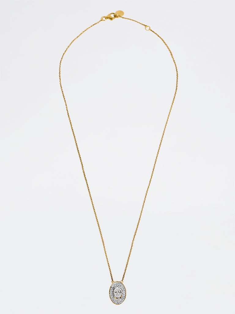 Oval Pave Solitaire Lab Diamond Necklace