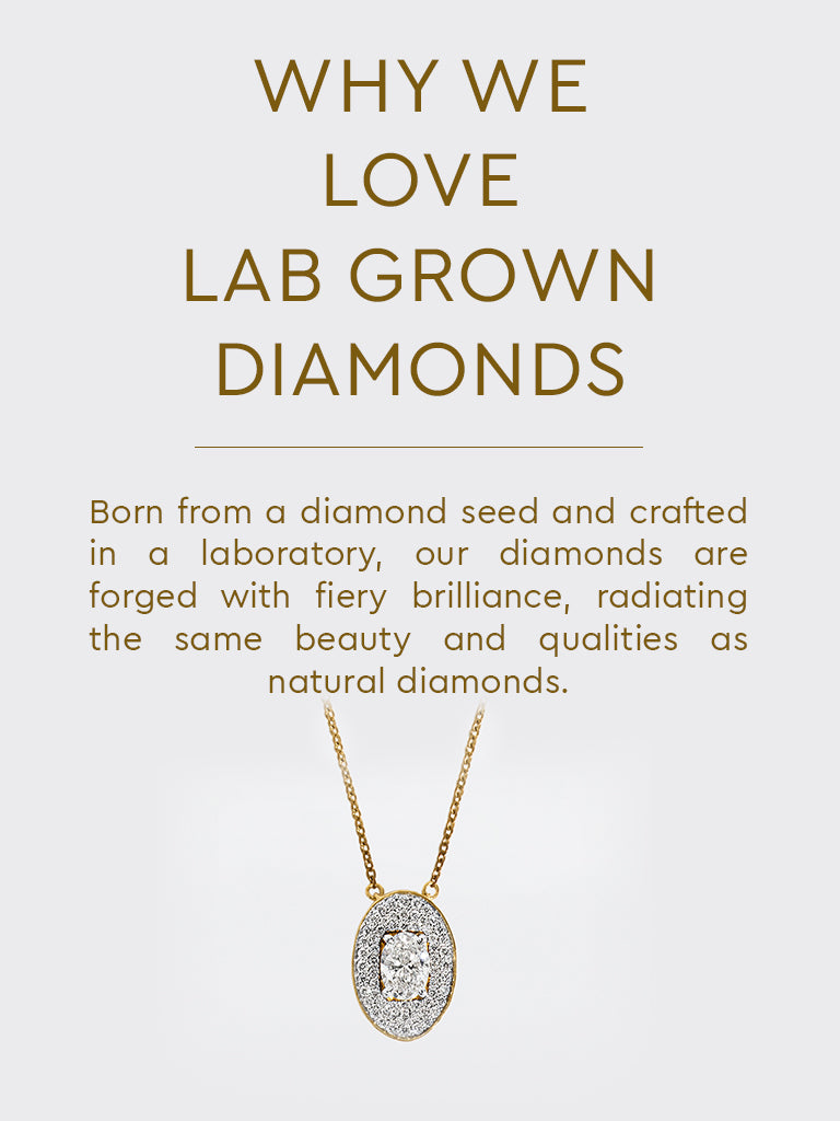 Oval Pave Solitaire Lab Diamond Necklace