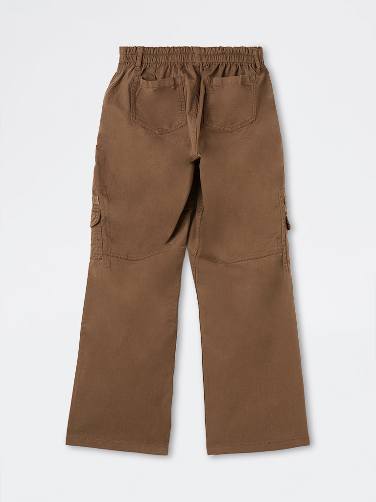 Nuon Brown High-Rise Cotton-Blend Cargo Trousers