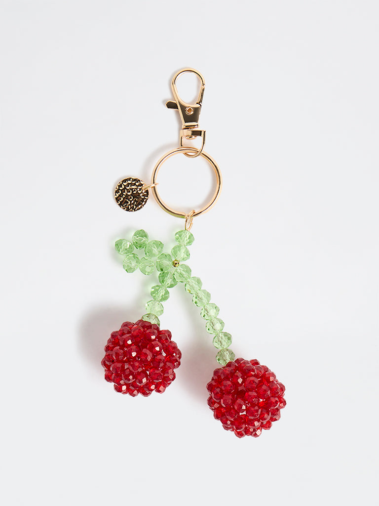 Westside Accessories Red Cherry Beaded Bag Charm