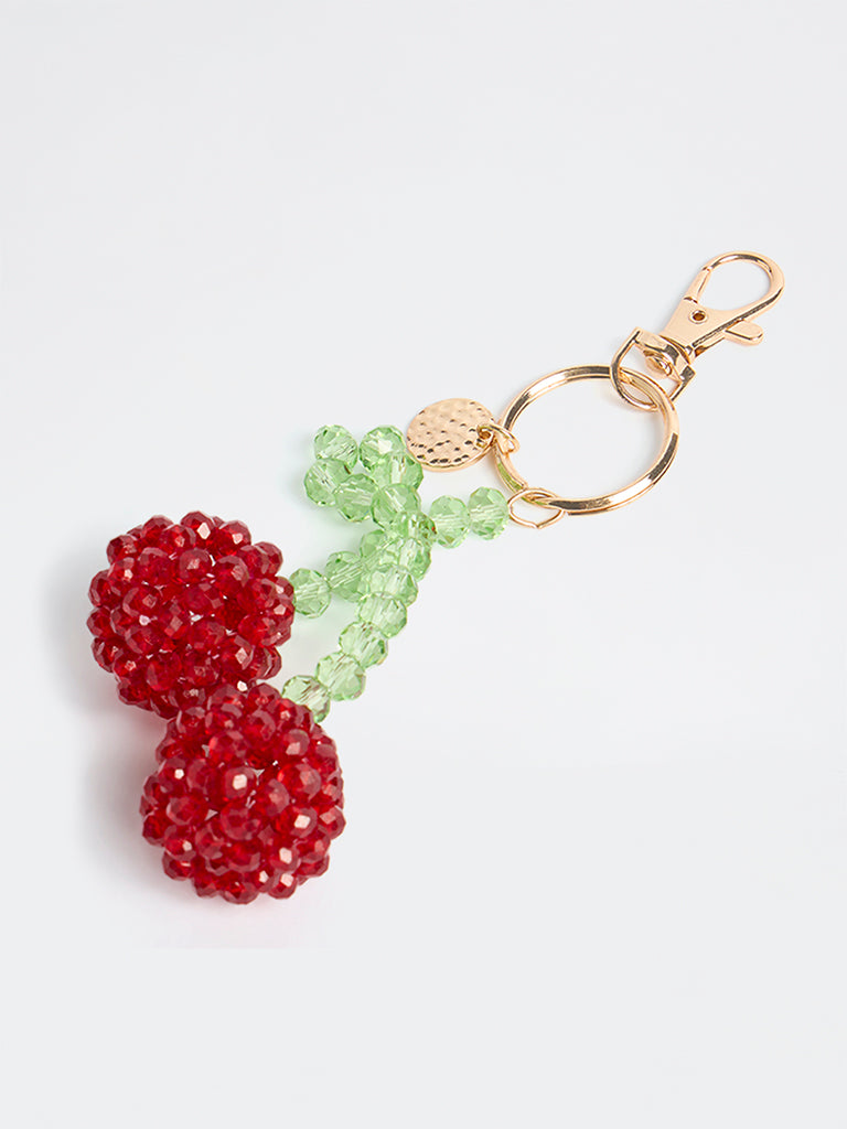 Westside Accessories Red Cherry Beaded Bag Charm