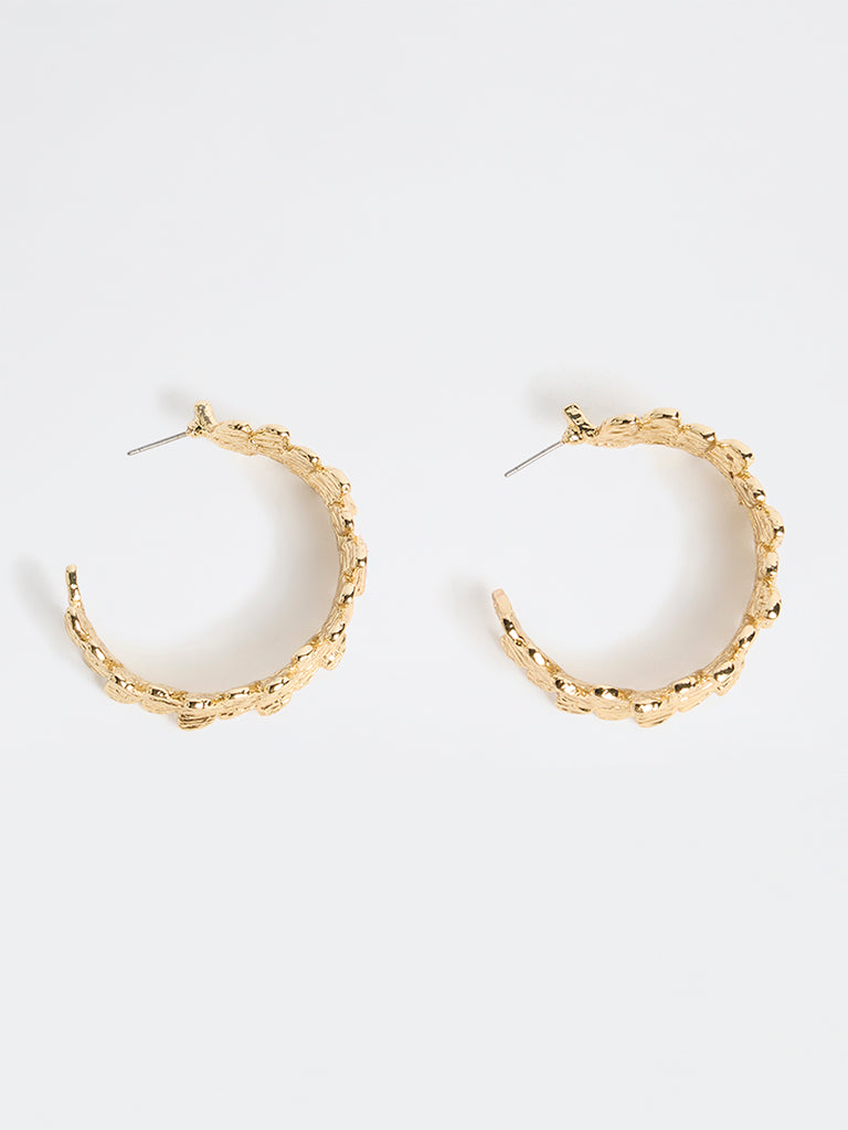 Westside Accessories Gold Leaf Hoop Earrings