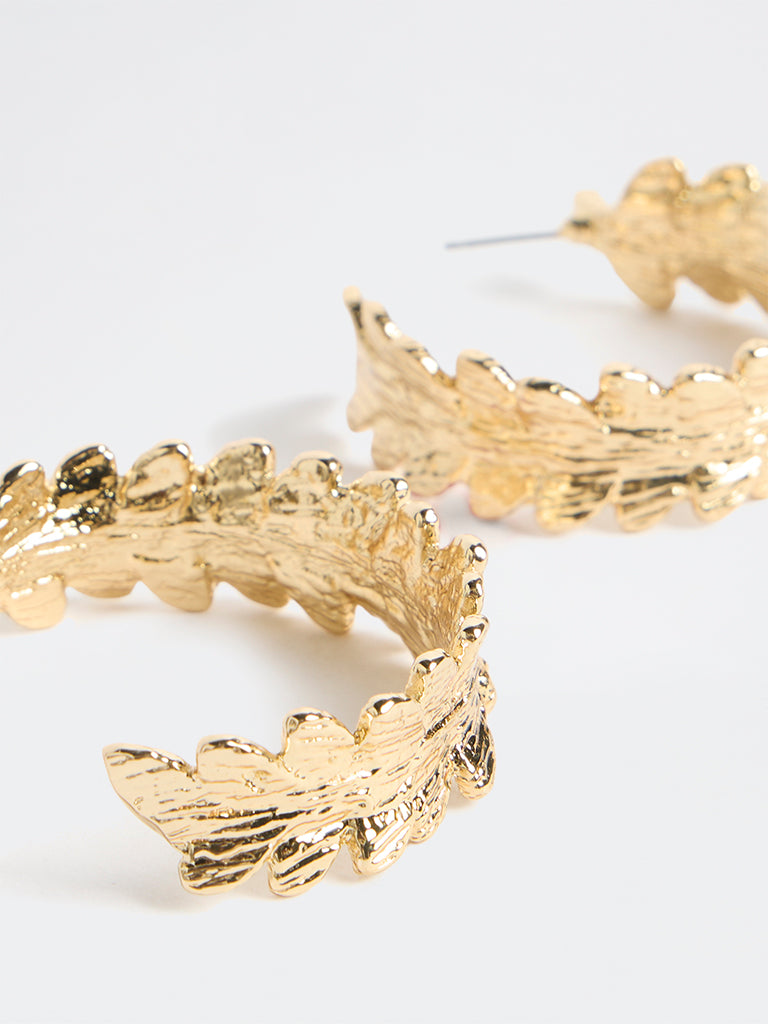 Westside Accessories Gold Leaf Hoop Earrings